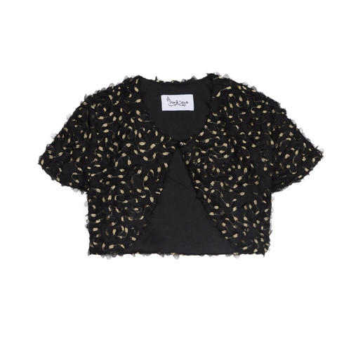 Black Short Sleeve with Gold Texture per | Textured Black Topper
