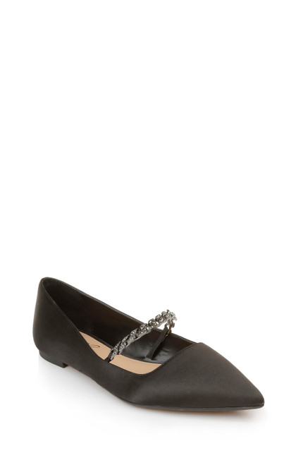 Black Jaclyn Pointed Toe Flat Front Side