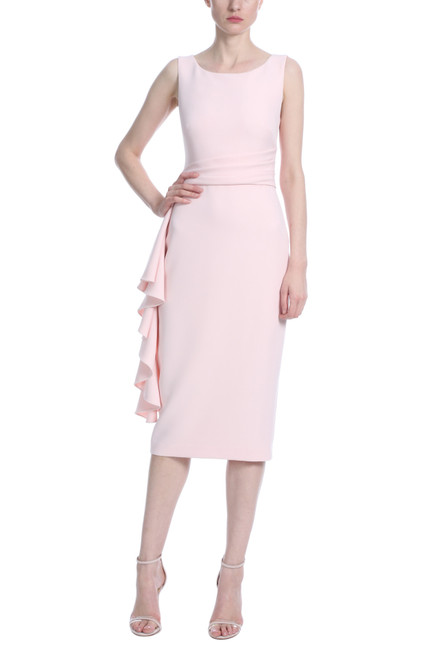 Blush Side Ruffle Cocktail Dress Front