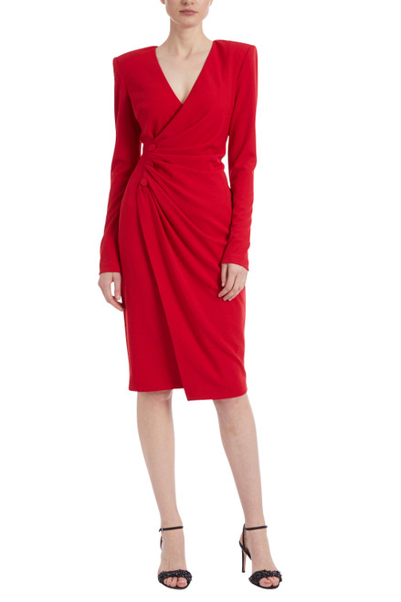 Red Classic Drape Front Cocktail Dress Front