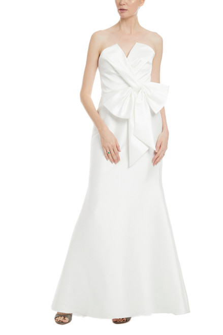 Light Ivory Mikado Oversized Bow Gown Front