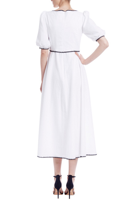 Short Sleeve Day Dress with Ruched Bodice by Badgley Mishcka