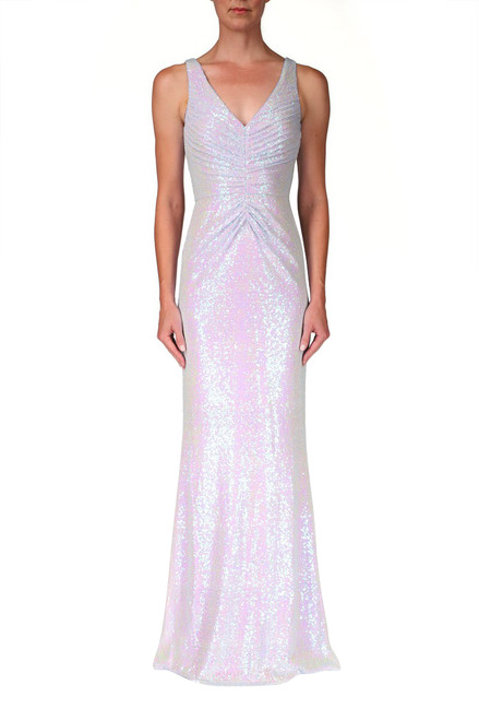 Blue Sparkling Mermaid Sequin Gown Front