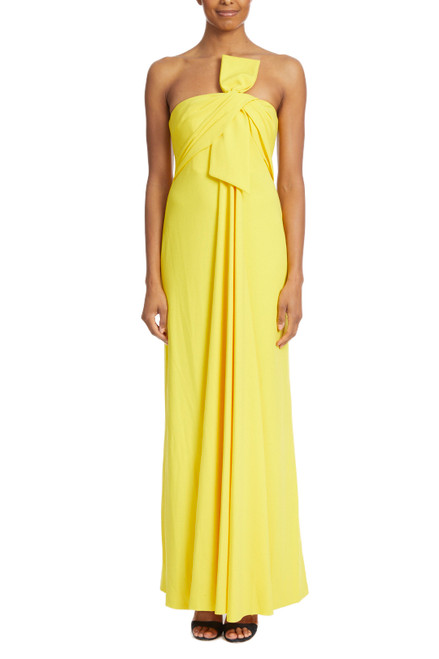 Yellow Sassy Strapless Gown Front