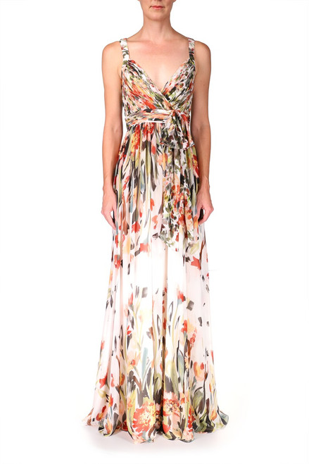 White Multi Summer Sunset Gown Front