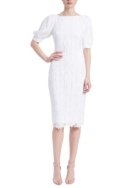 White | Floral Lace Sheath Dress