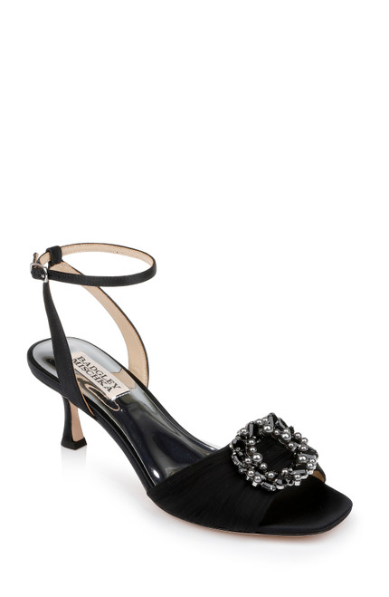 Black Nimah Feminine Kitten Heel  Front Side