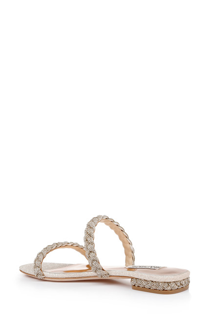 Femme Glitter Flat Sandal With Bejeweled Braided Straps by Badgley Mishcka