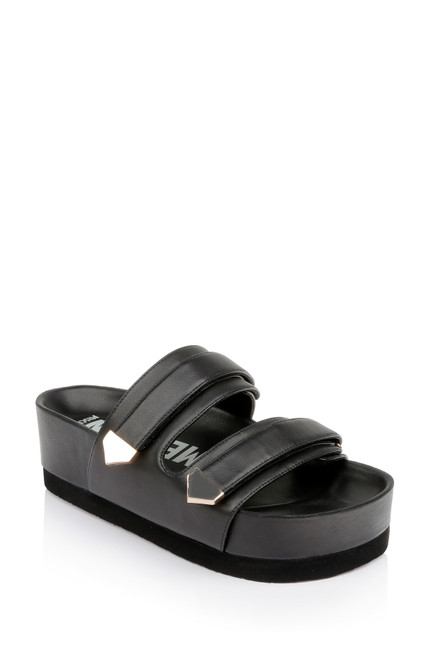 Black Slice Slip-On Casual Sandals  Front Side