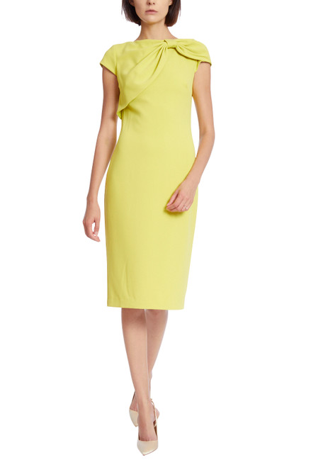 Citron Bow Cap Sleeve Dress Front