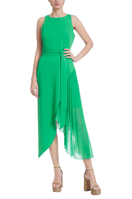 Palm Sleeveless Asymmetrical Pleated Cocktail Front