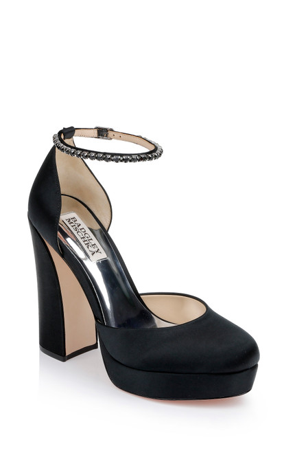 Black Felixa Platform with Gemstone Ankle Strap Front Side