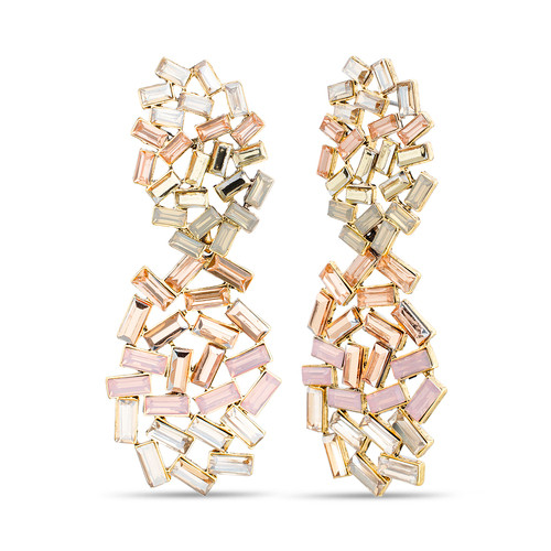 Two-Tier Baguette Stone Cluster Earrings Front