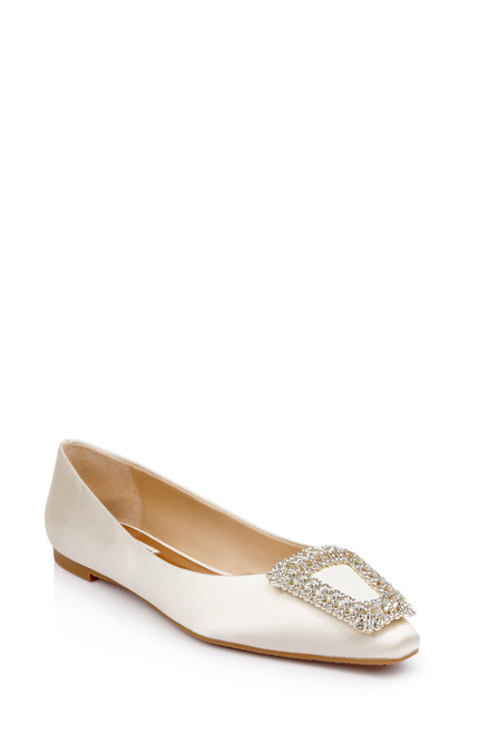 Ivory Emerie Crystal Buckle Flat Front Side