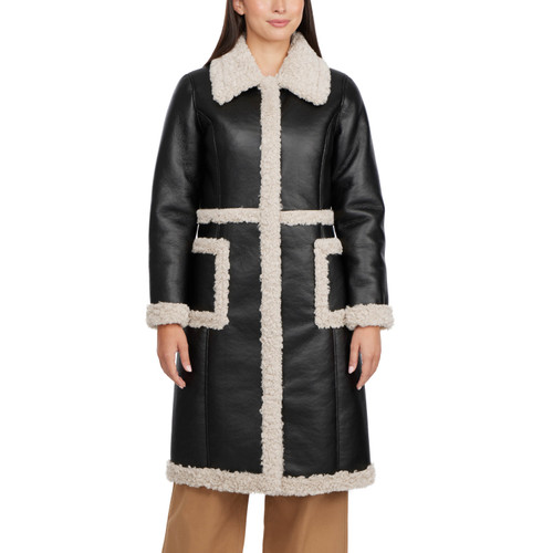 Badgley Mischka Tinsley Genuine Leather Trench Coat