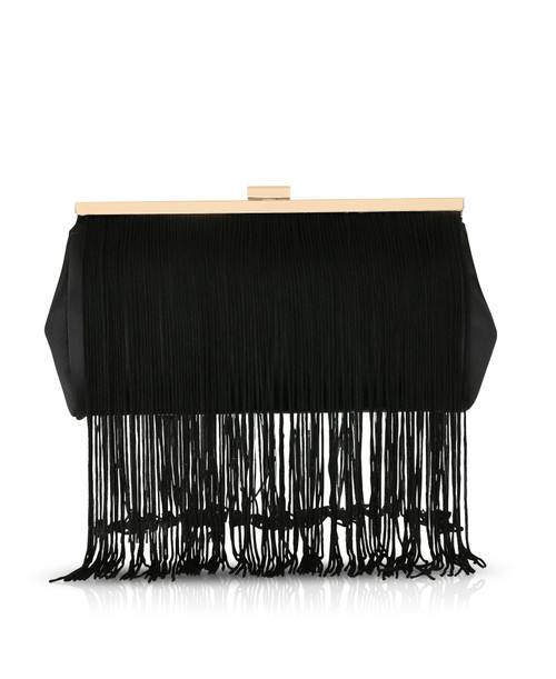 Black Starling Fringe Framed Clutch Front