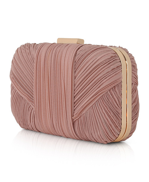 Dusty Pink | Cleo Shimmer Pleated Minaudiere Side