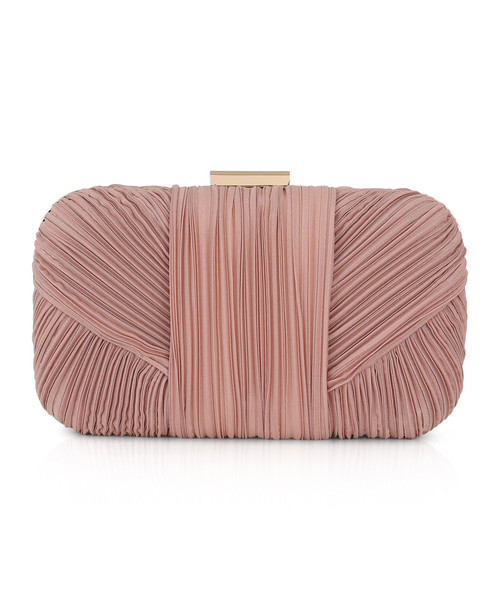 Dusty Pink | Cleo Shimmer Pleated Minaudiere Front Dusty Pink | Cleo Shimmer Pleated Minaudiere Front