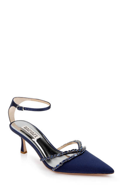 Midnight Zendaya Gemstone-Embellished Kitten Heel Front Side