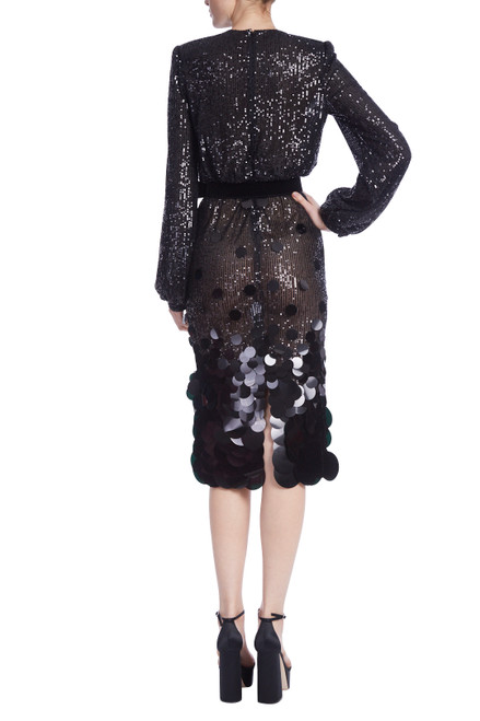 Embroidered & Sequined Lace Overlay Dress