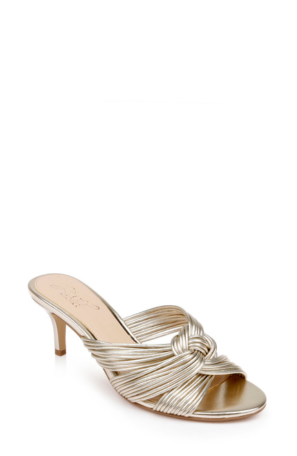 Light Gold Mia Twisted Leather Mules Front Side