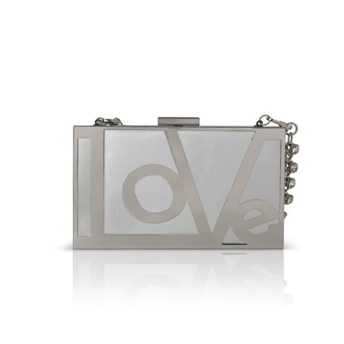 My Accessories London – Lange Clutch-Tasche in Liquid-Silber