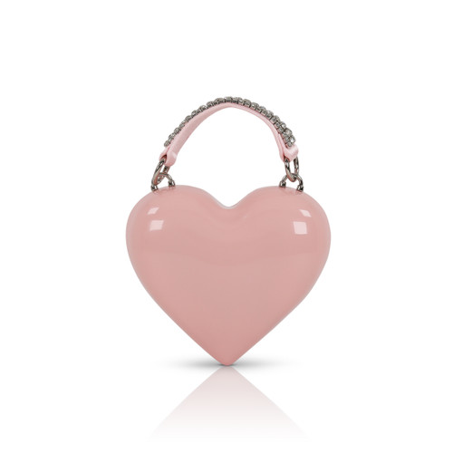 Blush Alex Acrylic Heart-Shaped Top-Handle Clutch Front