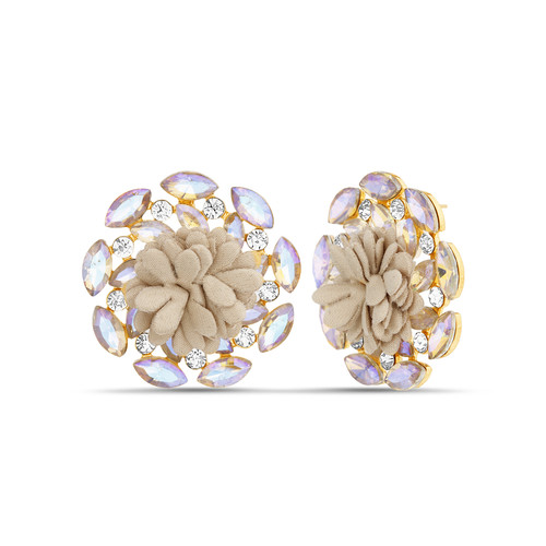 Gold Golden Floral Earrings Front