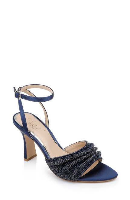 Navy Huntley Crystal Strap Stiletto Heel Sandal Front Side