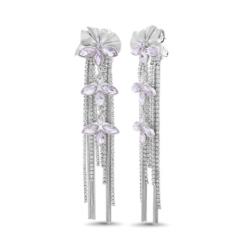 Captivating Rhinestone Fringe Earrings Front