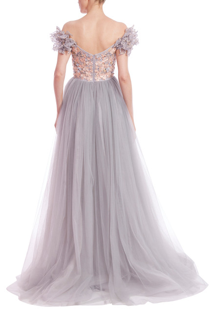 Lace Bodice Off-Shoulder Floor-Length Gown Mulberry main image 1