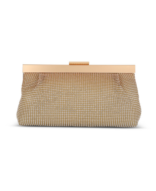 Whitley Gold Filigree Crystal Embellished Minaudiere by Badgley  