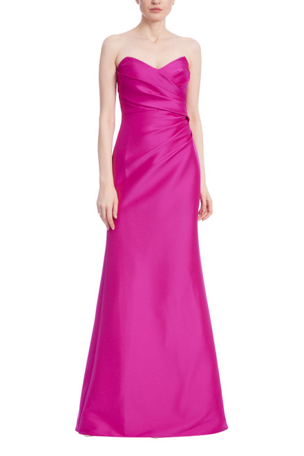 Fuschia Strapless Sweetheart Neck Gown Front