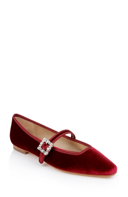 Red | Brystol Ballerina Flats with Crystal Buckle Red | Brystol Ballerina Flats with Crystal Buckle