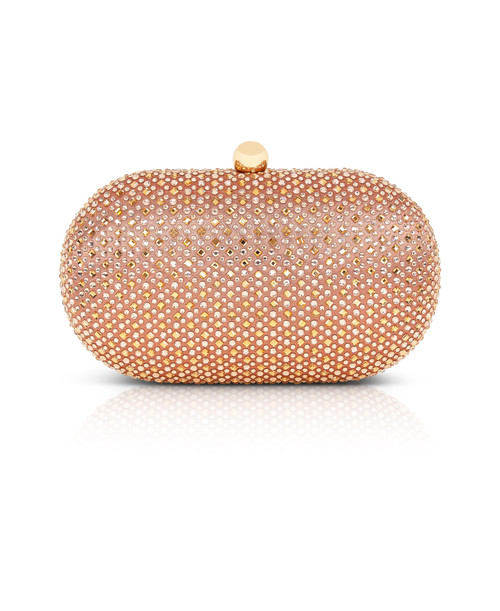 Whitley Gold Filigree Crystal Embellished Minaudiere by Badgley 