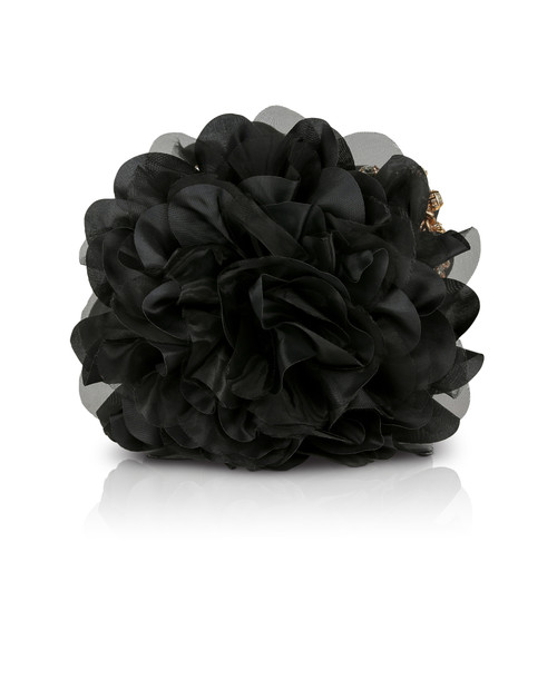Black | Natasha Ruffle Box Clutch Front Black | Natasha Ruffle Box Clutch Front