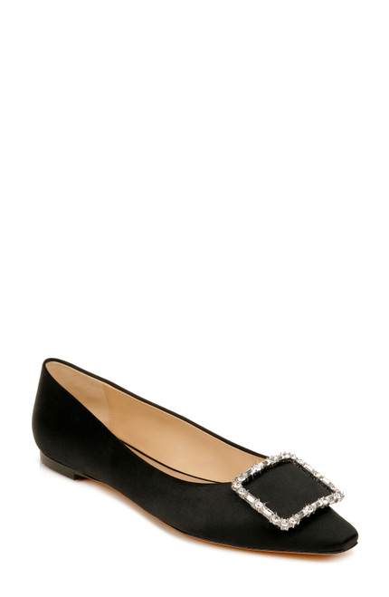 Black Dyanne Square Toe Flat Front