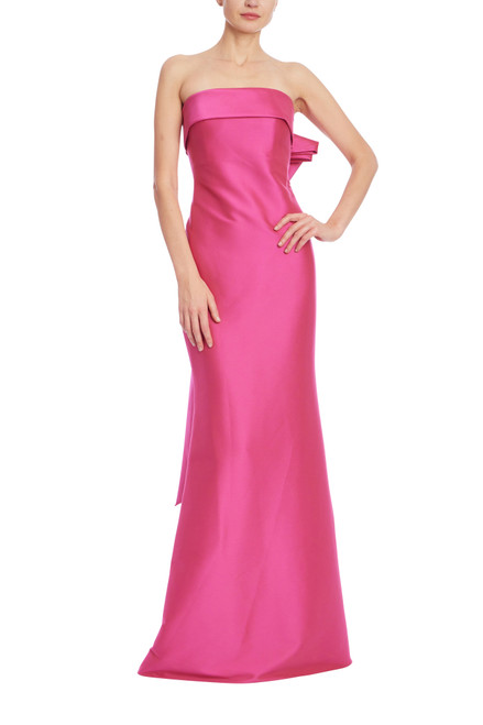 Hot Fuchsia | Strapless Mermaid Gown with Bow Back Front Hot Fuchsia | Strapless Mermaid Gown with Bow Back Front