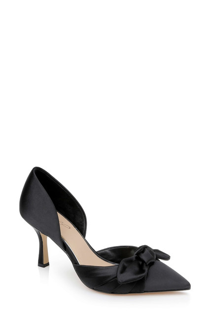 Black | Emelia Satin Bow d’Orsay Pumps Front Side Black | Emelia Satin Bow d’Orsay Pumps Front Side