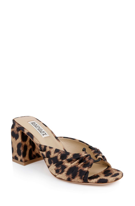 Natural Leopard | Vayla Ruched Block Heel Mule Sandal Front Side Natural Leopard | Vayla Ruched Block Heel Mule Sandal Front Side