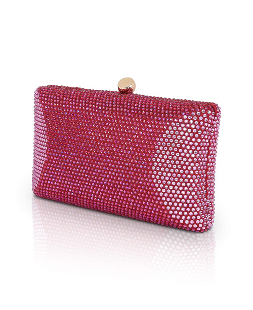Burgundy | Nia Crystal Beveled Baguette Minaudiere Side