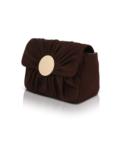 Brown | Romie Pleated Mini Crossbody Side