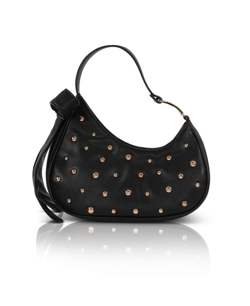 Black | Arabella Faux Leather Shoulder Handbag Front Black | Arabella Faux Leather Shoulder Handbag Front