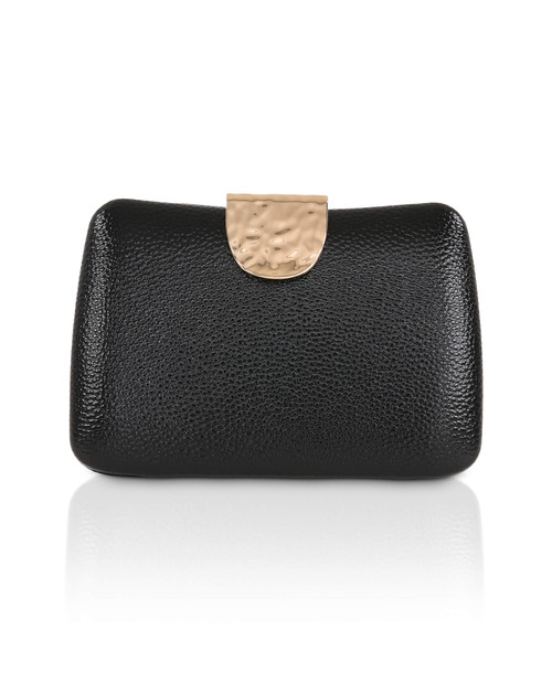 Black | Tatum Faux Leather Clutch Front Black | Tatum Faux Leather Clutch Front