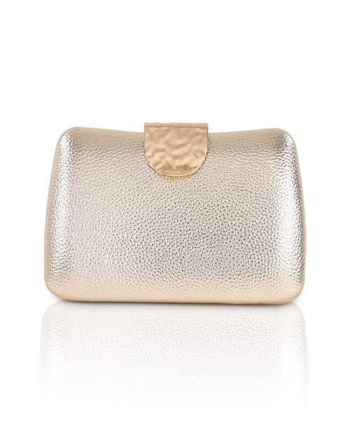 Gold | Tatum Faux Leather Clutch Front Gold | Tatum Faux Leather Clutch Front