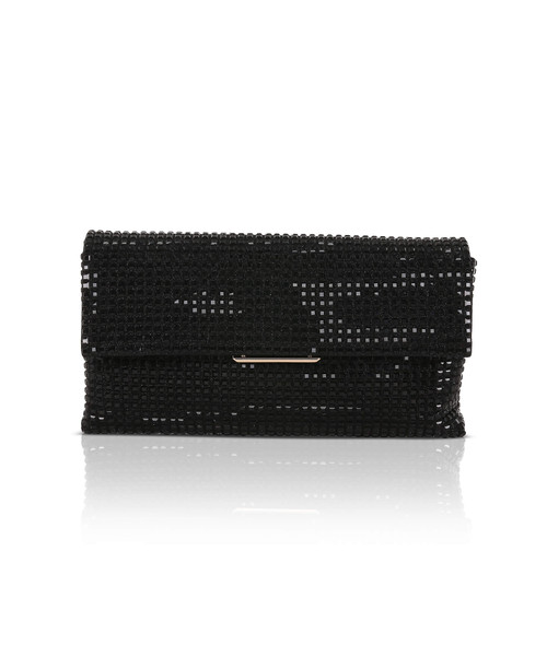 Black | Jayden Crystal Mini Envelope Clutch Front Black | Jayden Crystal Mini Envelope Clutch Front