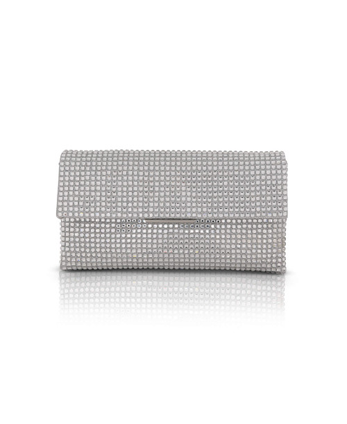 Silver | Jayden Crystal Mini Envelope Clutch Front Silver | Jayden Crystal Mini Envelope Clutch Front