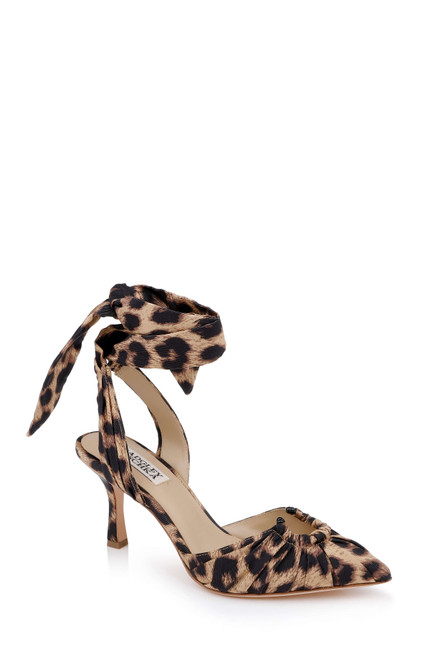 Natural Leopard | Vania Leopard Print Ankle Tie Pumps Front Side Natural Leopard | Vania Leopard Print Ankle Tie Pumps Front Side