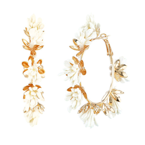 Gold | Floral Hoop Earrings Gold | Floral Hoop Earrings