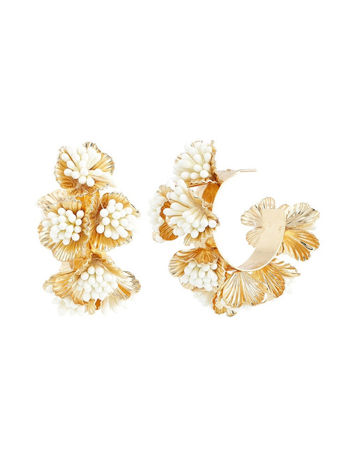 Gold | Floral C-Hoop Earrings Gold | Floral C-Hoop Earrings